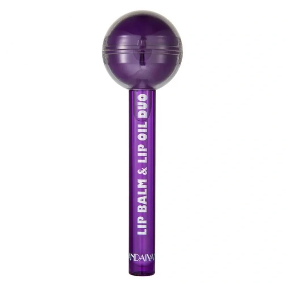 Purple 2 in 1 Lollipop Lip Balm and Lip Gloss Oil Temperature Color Changing NIB